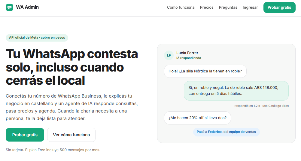 Sitio de WaAdmin